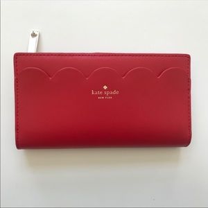 NEW Kate Spade Red Chili Scalloped Bifold Wallet